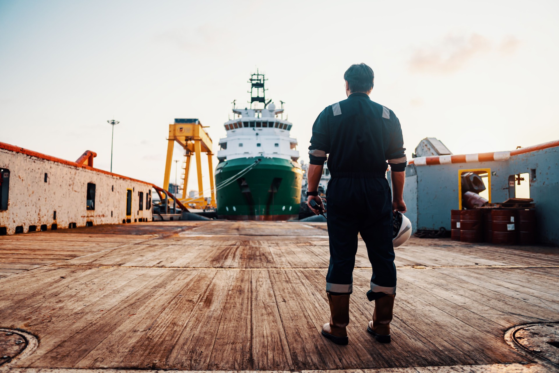 Marine Deck Officer or Chief mate on deck of offshore vessel or ship