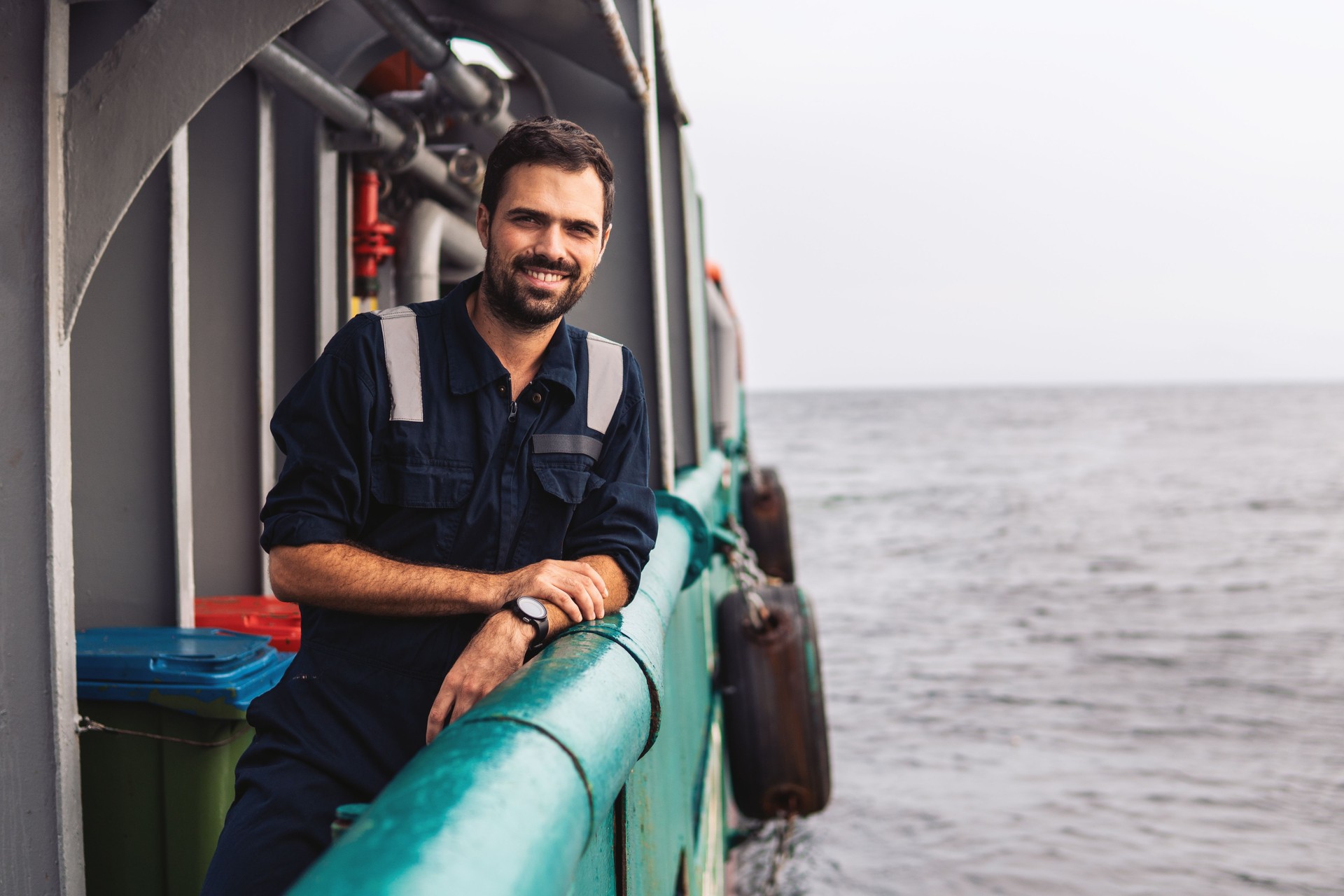 Marine Deck Officer or Chief mate on deck of vessel or ship